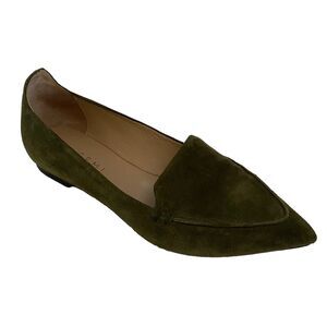 M Gemi Stellato Sacchetto Flat Suede Olive Green Pointed Toe Slip On 35.5